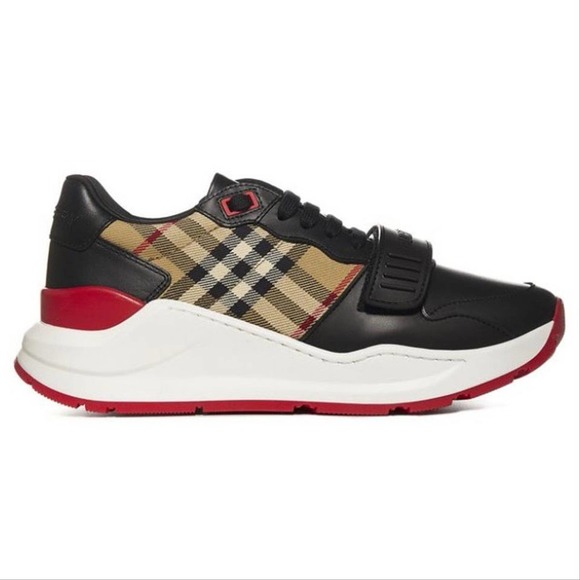 BURBERRY Ramsey check and leather sneakers - Picture 1 of 5